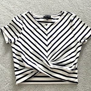 Cropped Nautical striped wrap top